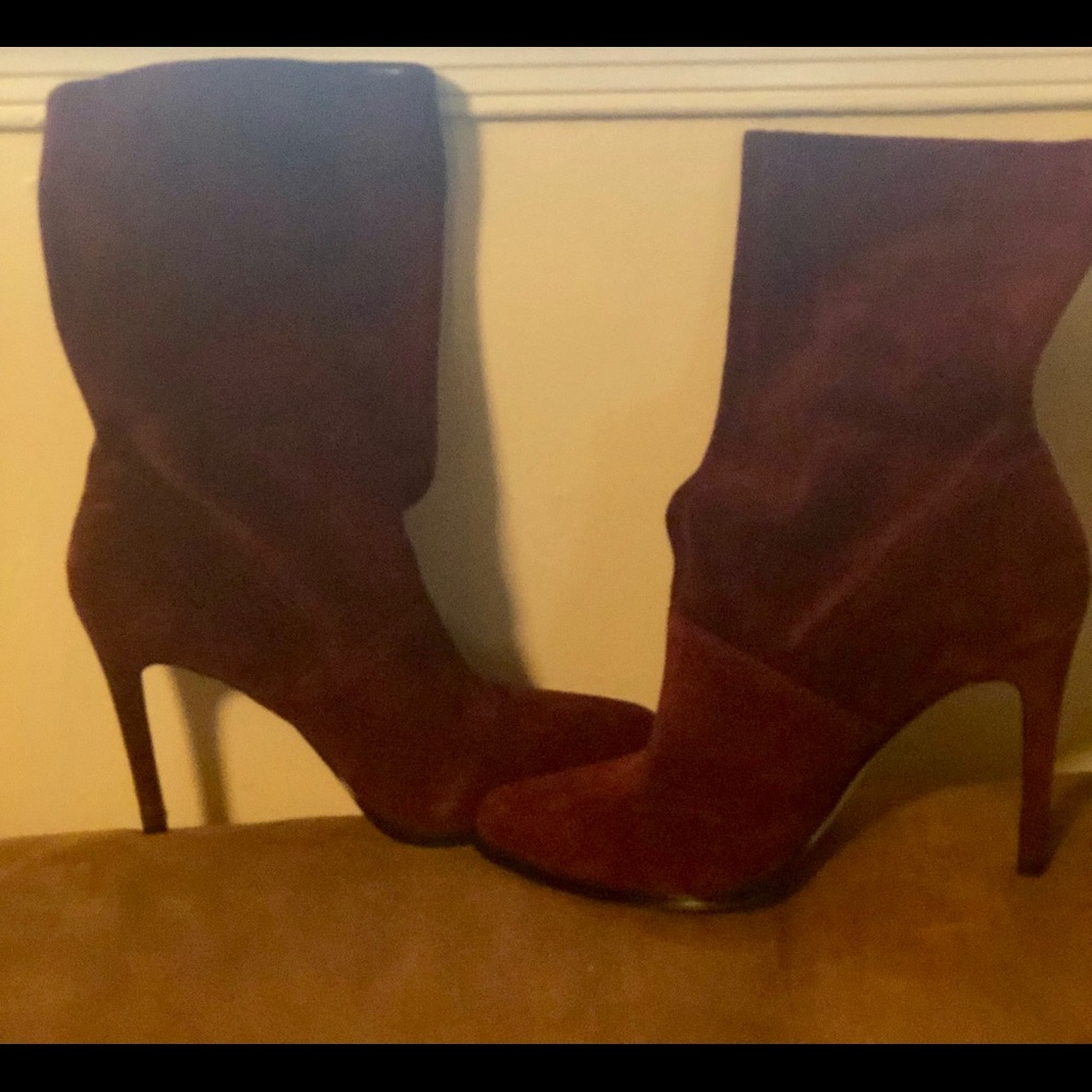Burgundy BCBG Suede mid calf high heel  boot